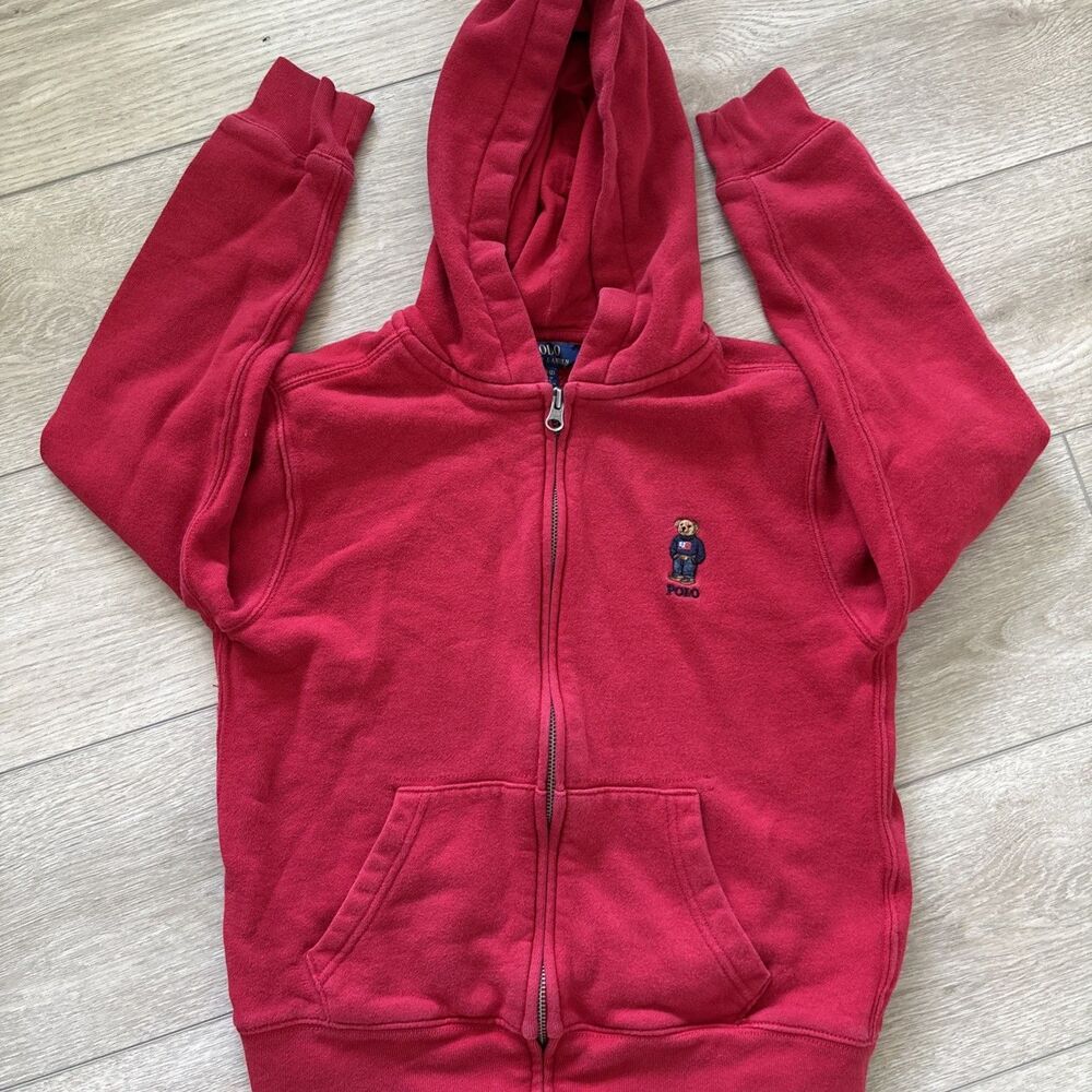 Vintage 90 Y2K Polo Ralph Lauren Hoodie Embroidered Bear Cotton Zip Sweatshirt10